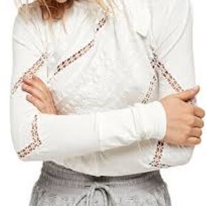 Free People White Embroidered Top